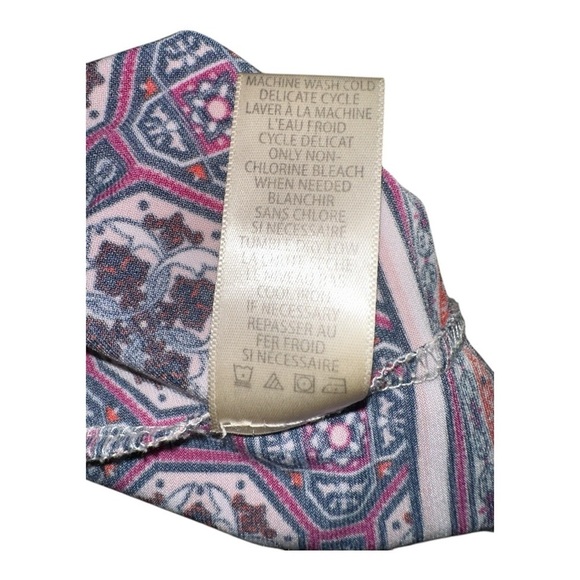 MAX STUDIO Womens Sz XL Purple Floral Geometric V-Neck Pleated Stretch Dress - Picture 7 of 8